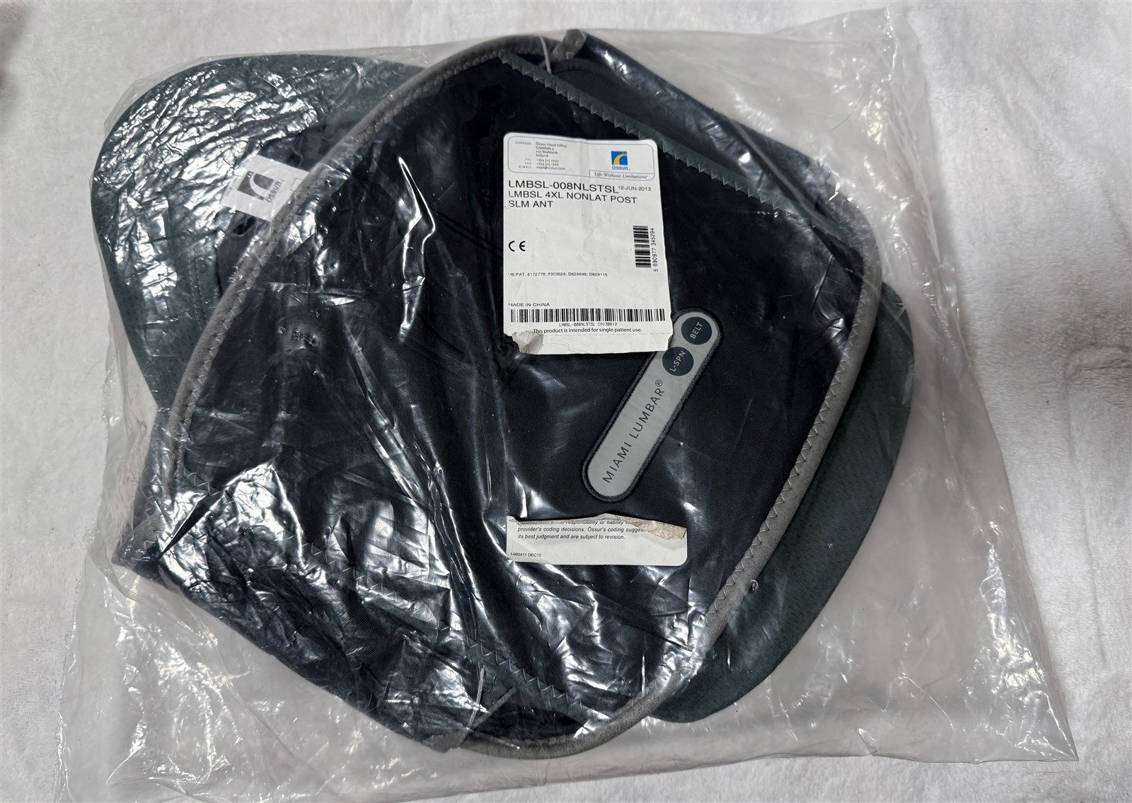 OSSUR MIAMI LUMBAR BACK BRACE SIZE 4XL NEW IN PACKAGE