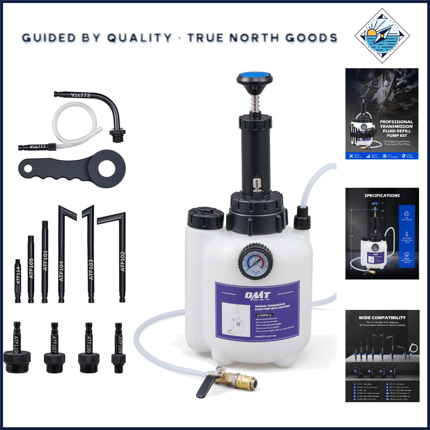 Effortless Transmission Fluid Transfer Pump with Organized Adapter Storage