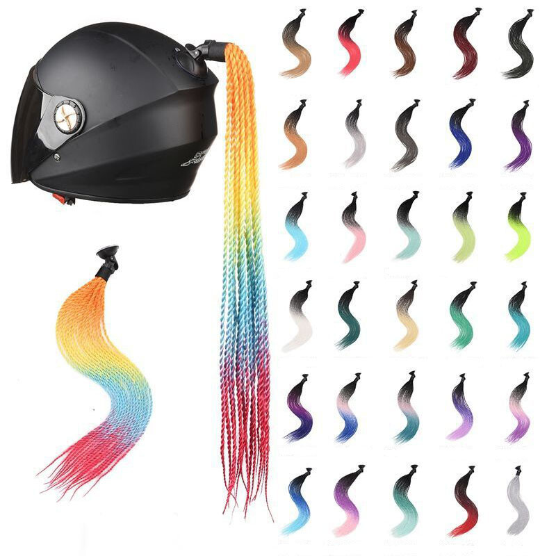 Helmet Dreadlocks Locs Braid Ponytail Hair Pigtail Wig Decor With Suction Cup