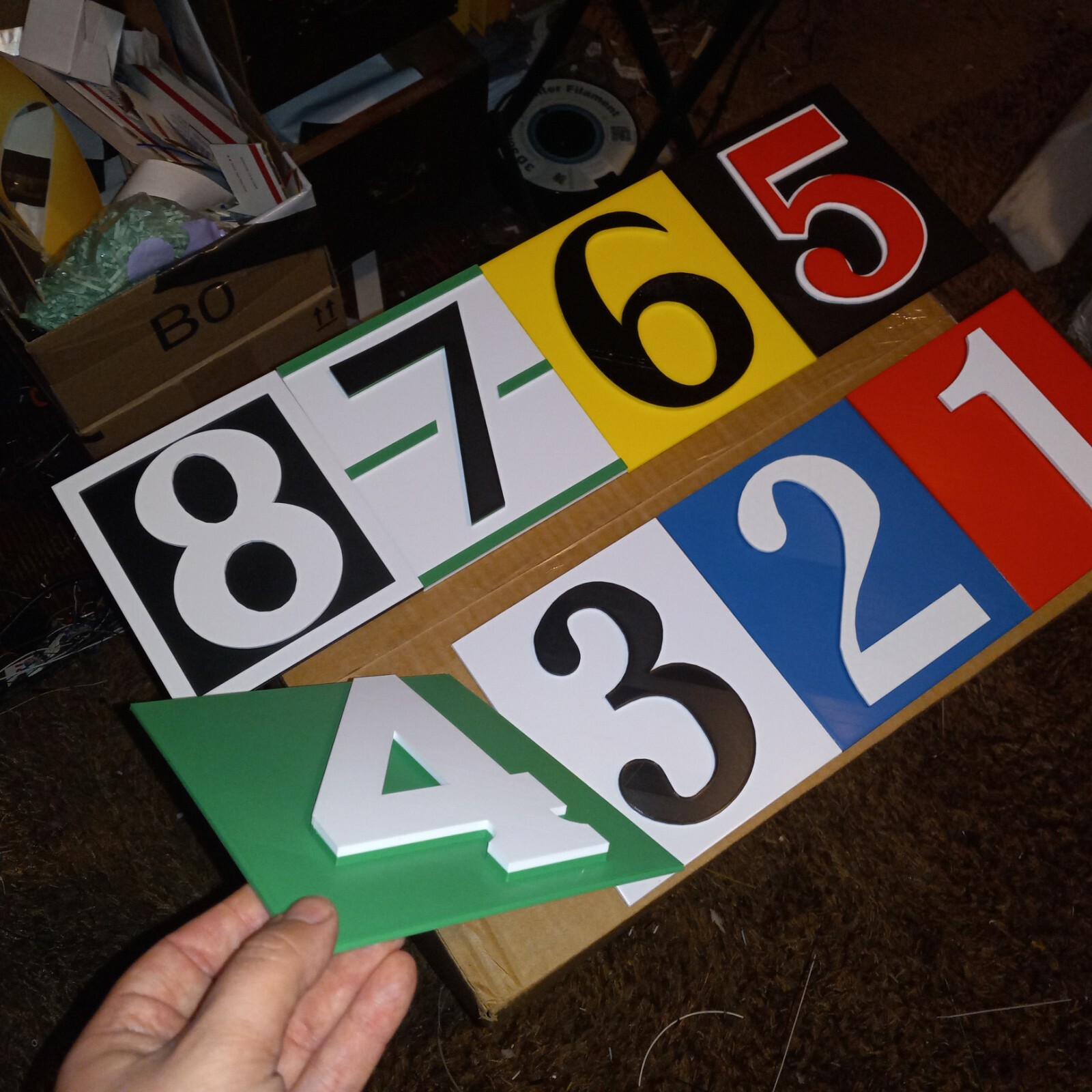 Greyhound Racing Numbers 3D Signs 1-8. 6"×7" 3D Printed Sign set. UPDATED!