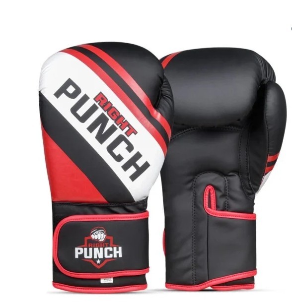 RightPunch Red Synthetic Leather Boxing Gloves 16oz New