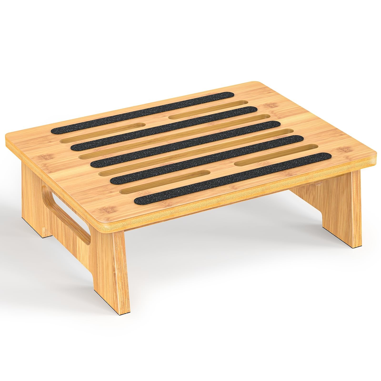 Natural Bamboo Step Stool for Adults Seniors Kids Non-Slip Waterproof Support 45