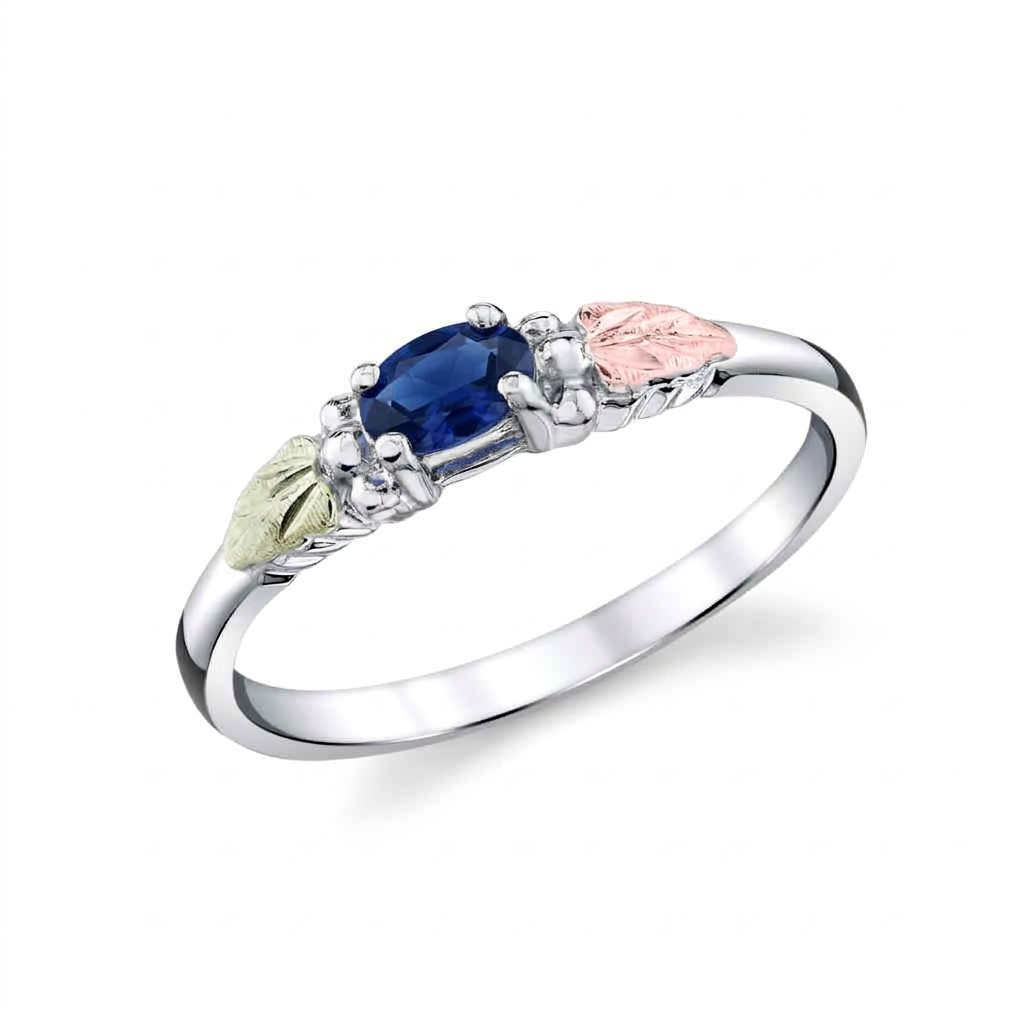 Bright Sapphire - Silver Black Hills Gold Ring / Custom Made in USA Gift Box