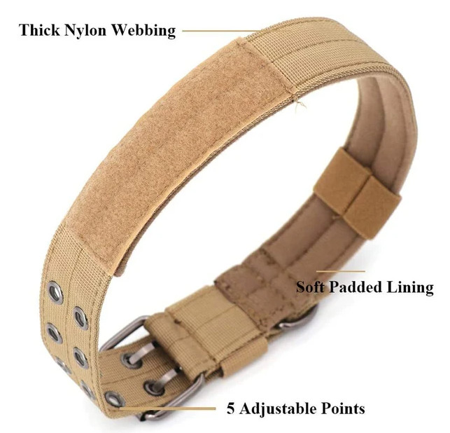 Wide Tactical Heavy Duty Nylon Large Dog Collar K9 Military With Metal Buckle