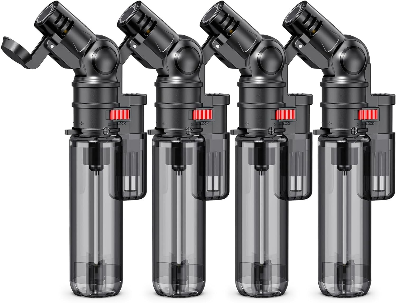 Torch Lighters, 4 Pack, Butane Refillable Torch Lighter, Rotatable Head, Windpro