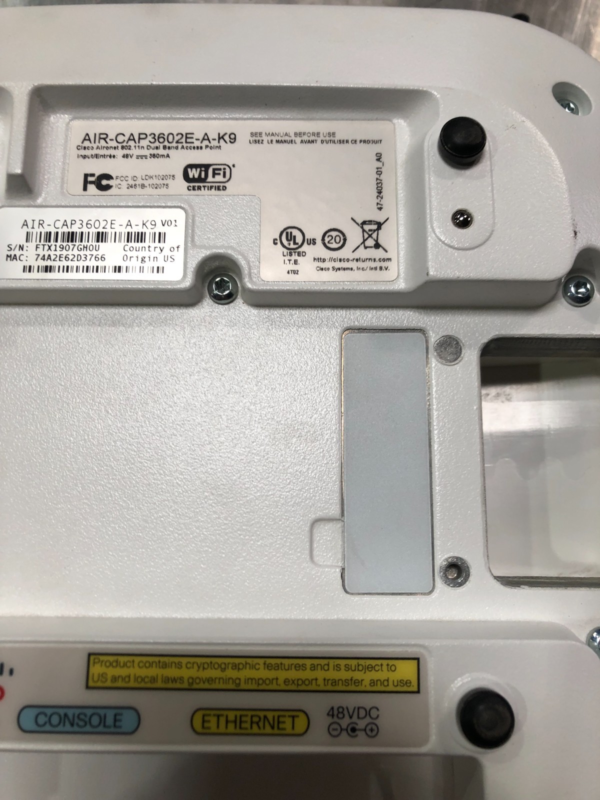 Cisco AIR-CAP 2602/3602E-A-K9 Dual Band Access Point Bundle - Untested