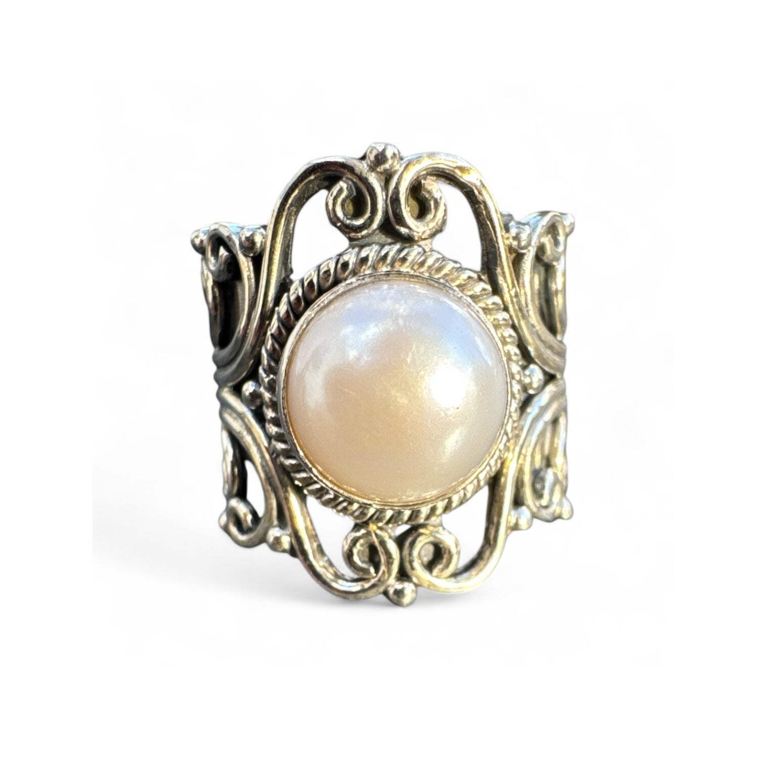 Pearl Solid 925 Sterling Silver Ring 5.5