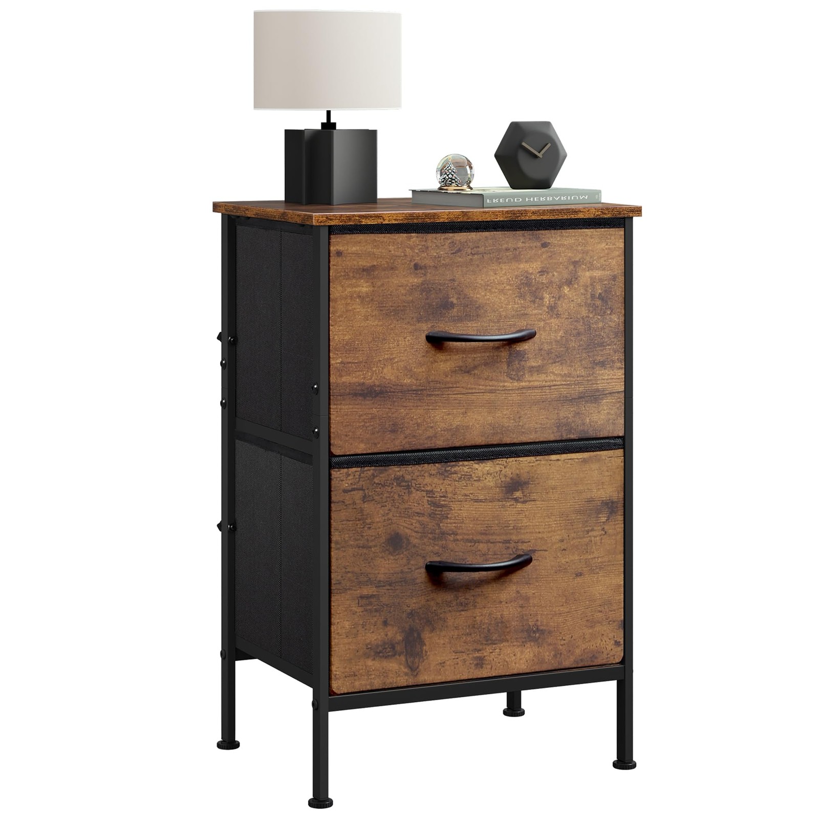WLIVE Nightstand, Nightstand with 2 Drawers, Bedside Furniture, Night Stand,