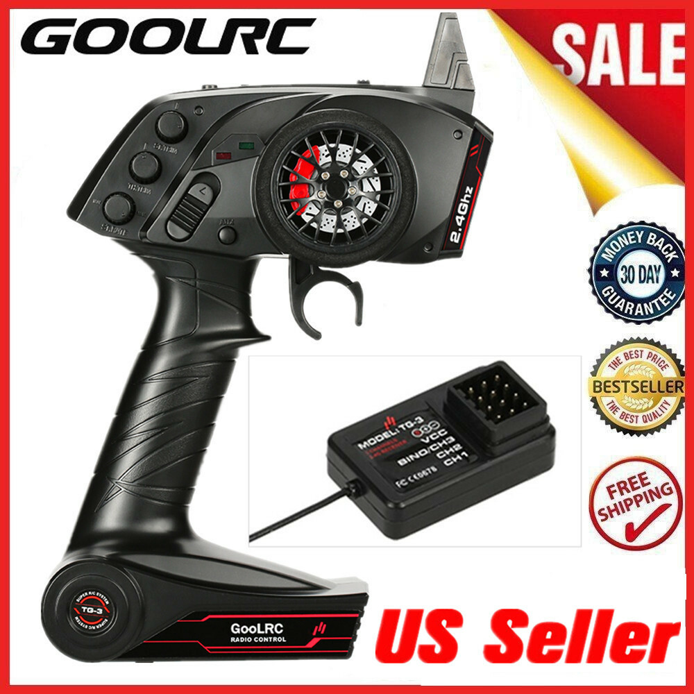 GoolRC TG3 2.4GHz 3CH Digital Radio Transmitter with Receiver for RC Car Boat US