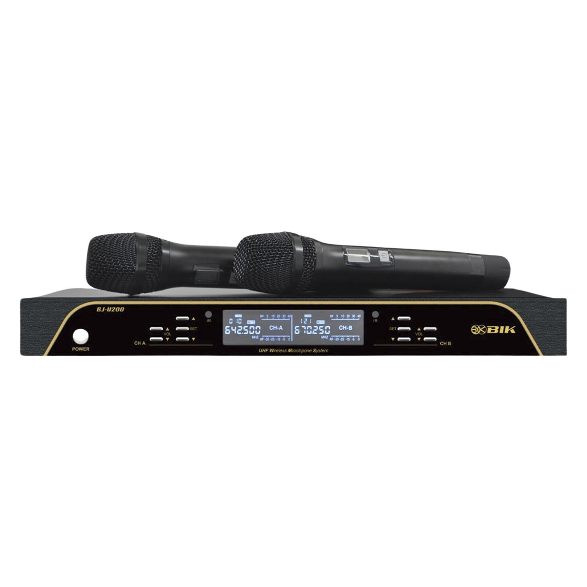 BIK BJ-U200 Dual Wireless Microphone System for Karaoke& Live Sound–18-Month WRT