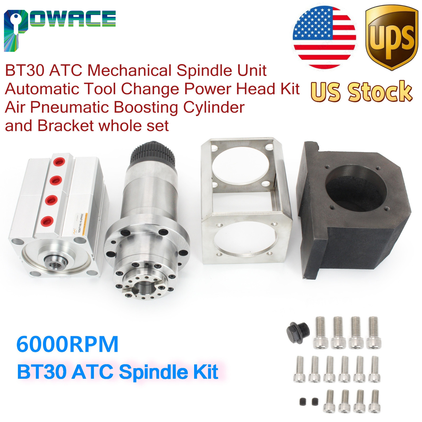 【US】ATC BT30 Spindle Motor Automatic Tool Change 6000rpm with Cylinder No power