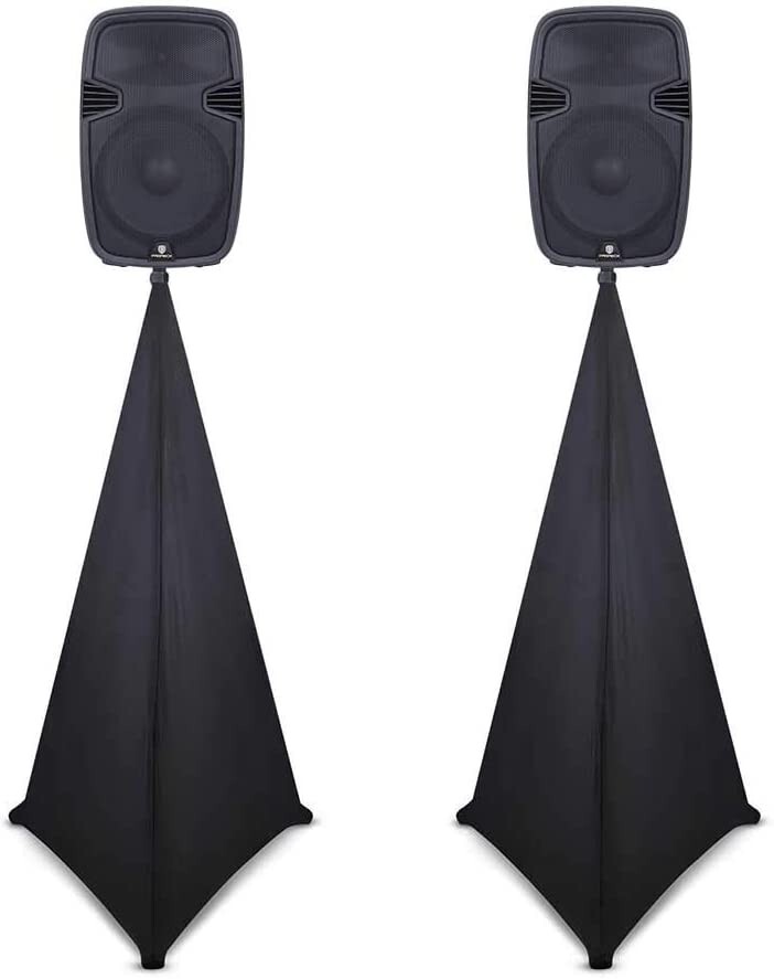 PRORECK Speaker Stand Cover Tripod Stand Skirt Skrim 360 Degree Black x 2 Pcs