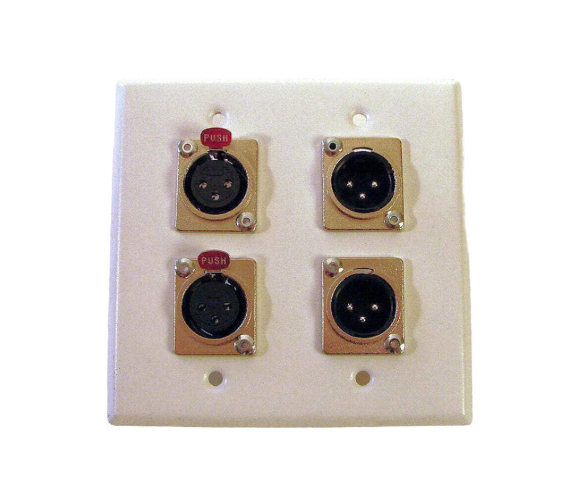 ProCraft SS 2 Gang White Plate Two Female - Two Male XLR's DPL-2XF2XM-WH