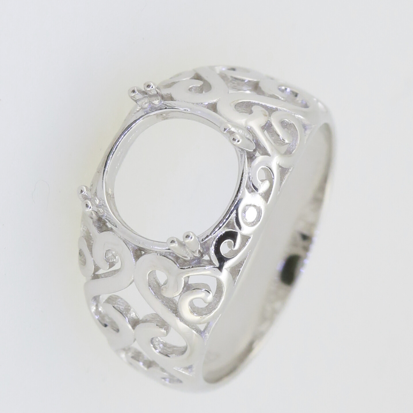 Sterling Silver Semi Mount Ring Setting Cushion CU 9X9mm RD 9x9mm