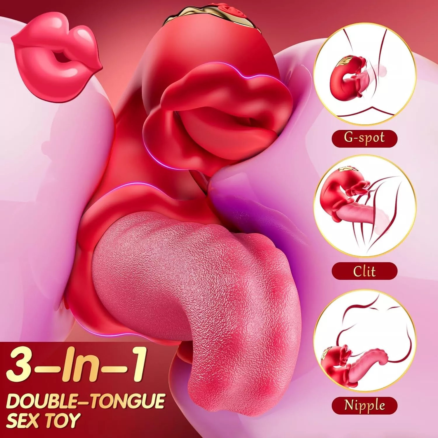 Upgrade Rose Tongue Vibrator Clit G-Spot Dildo Massage Licking Oral Sex Toy GIFT