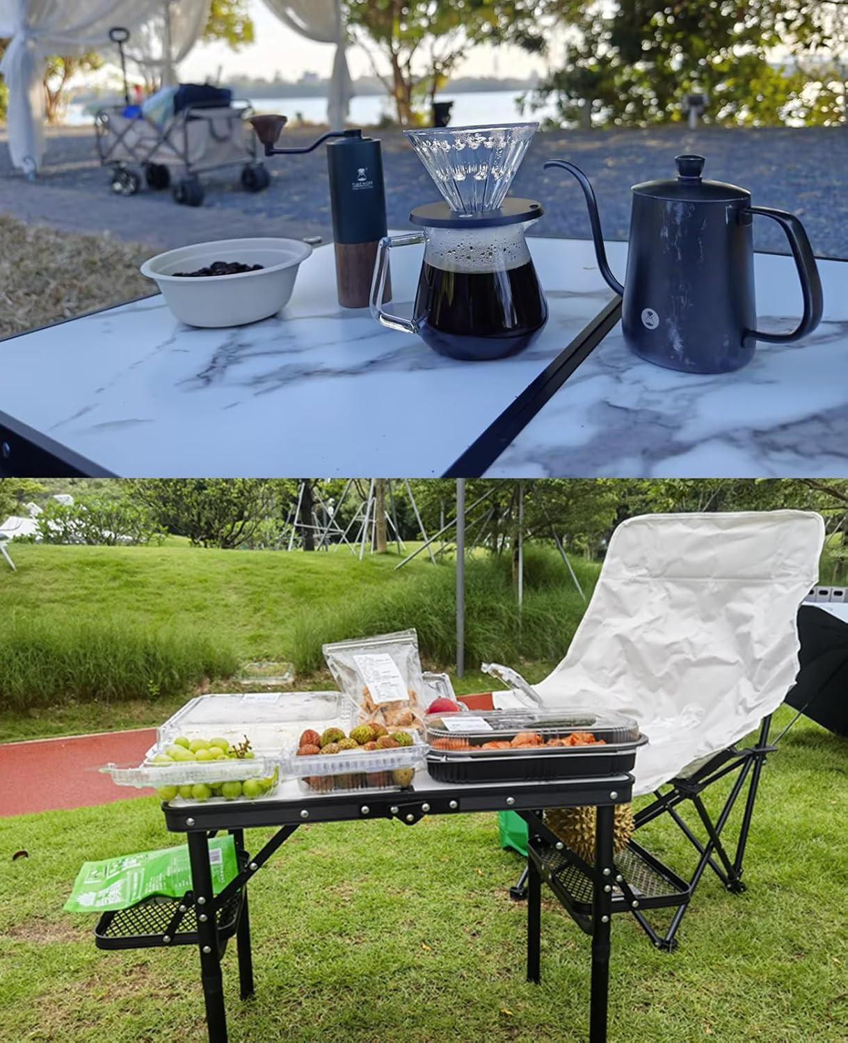 Small Camping Table Foldable 2Ft, Folding Picnic Table with Side Racks, Folding