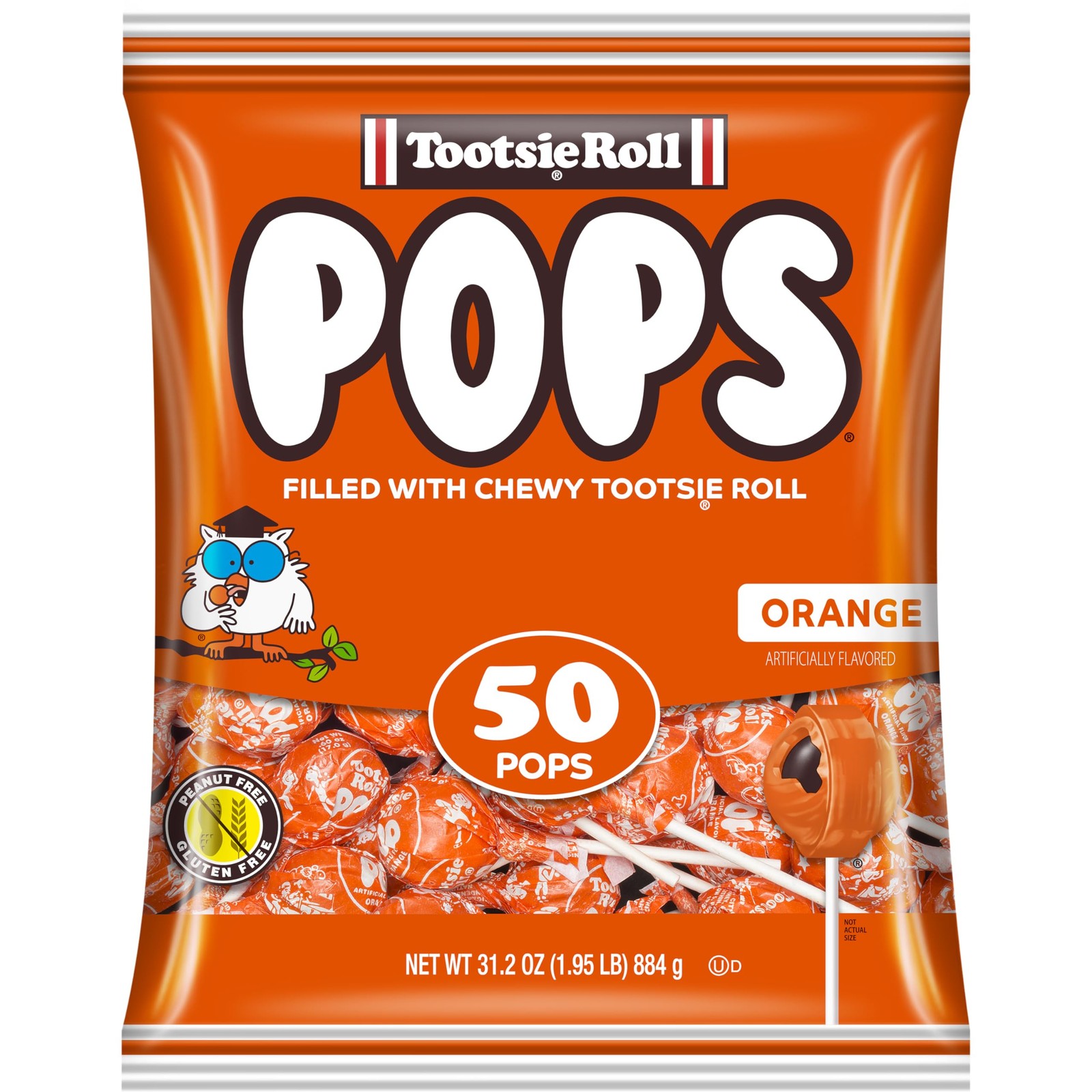 Tootsie Pops Single Flavor Bag  Orange Flavored Lollipops with Chocolatey Cen...
