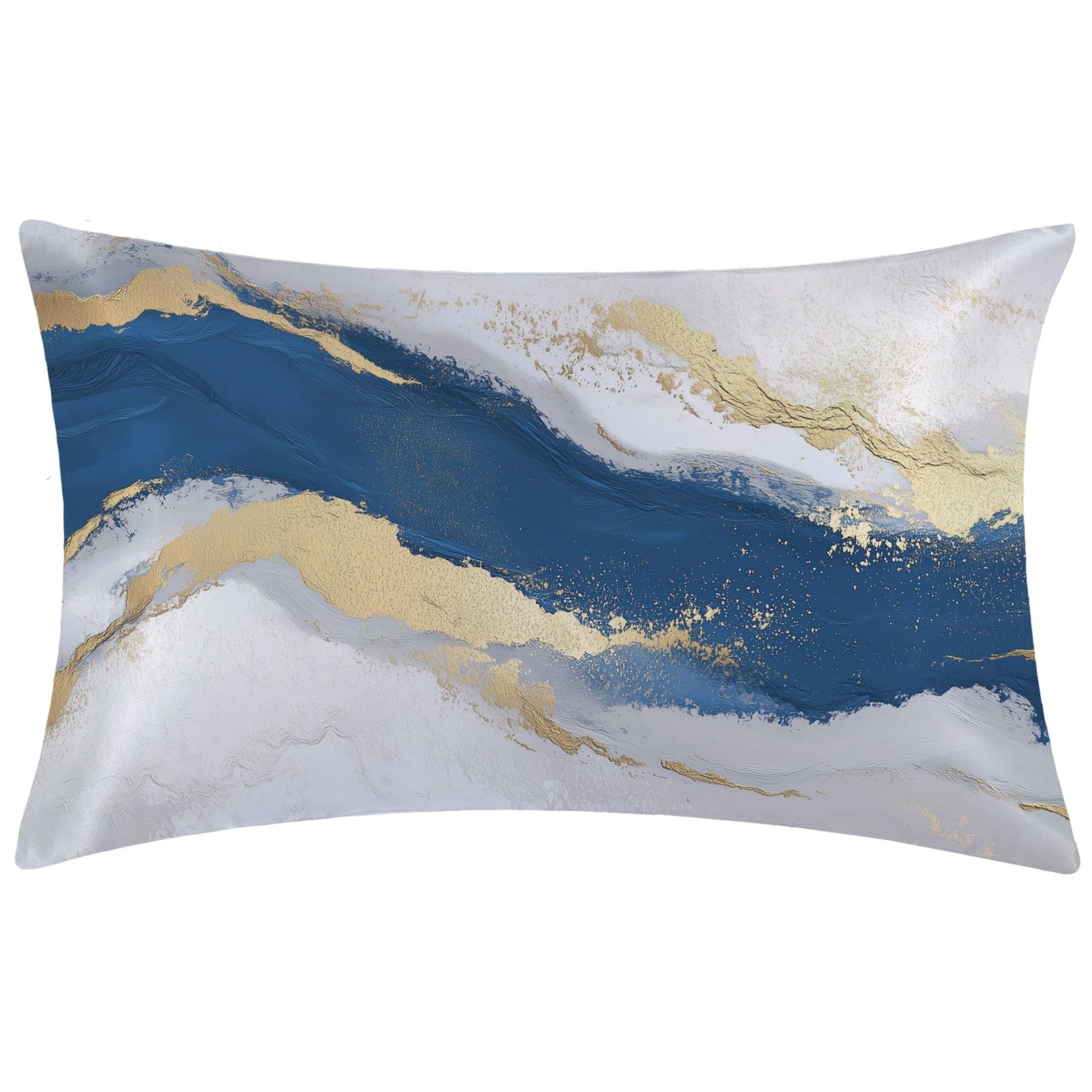 1 Pack Modern Dark Blue Oil Painting Art Satin Pillowcase Similar to Silk Pil...