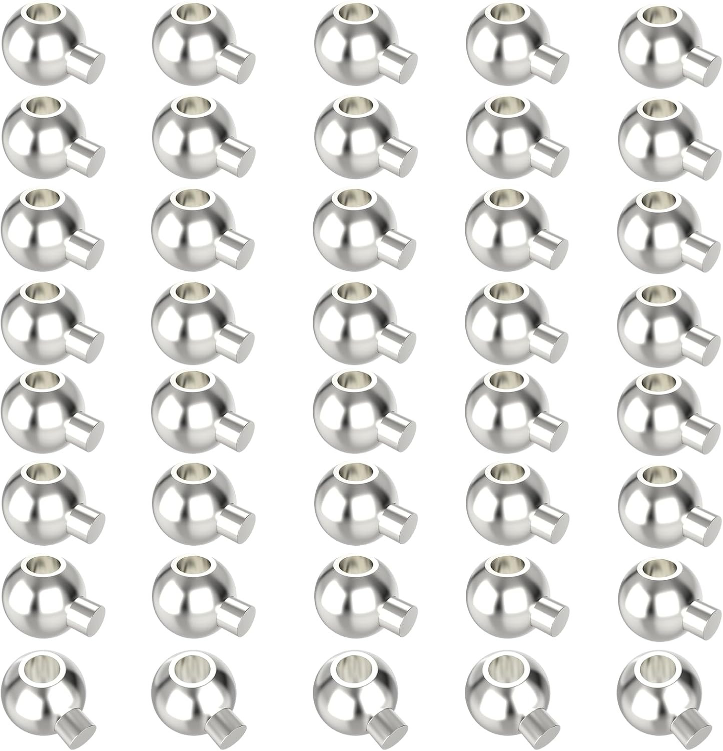 40Pcs round Crimp Beads for Jewelry Making Metal Spacer Beads Stopper Crimp Char