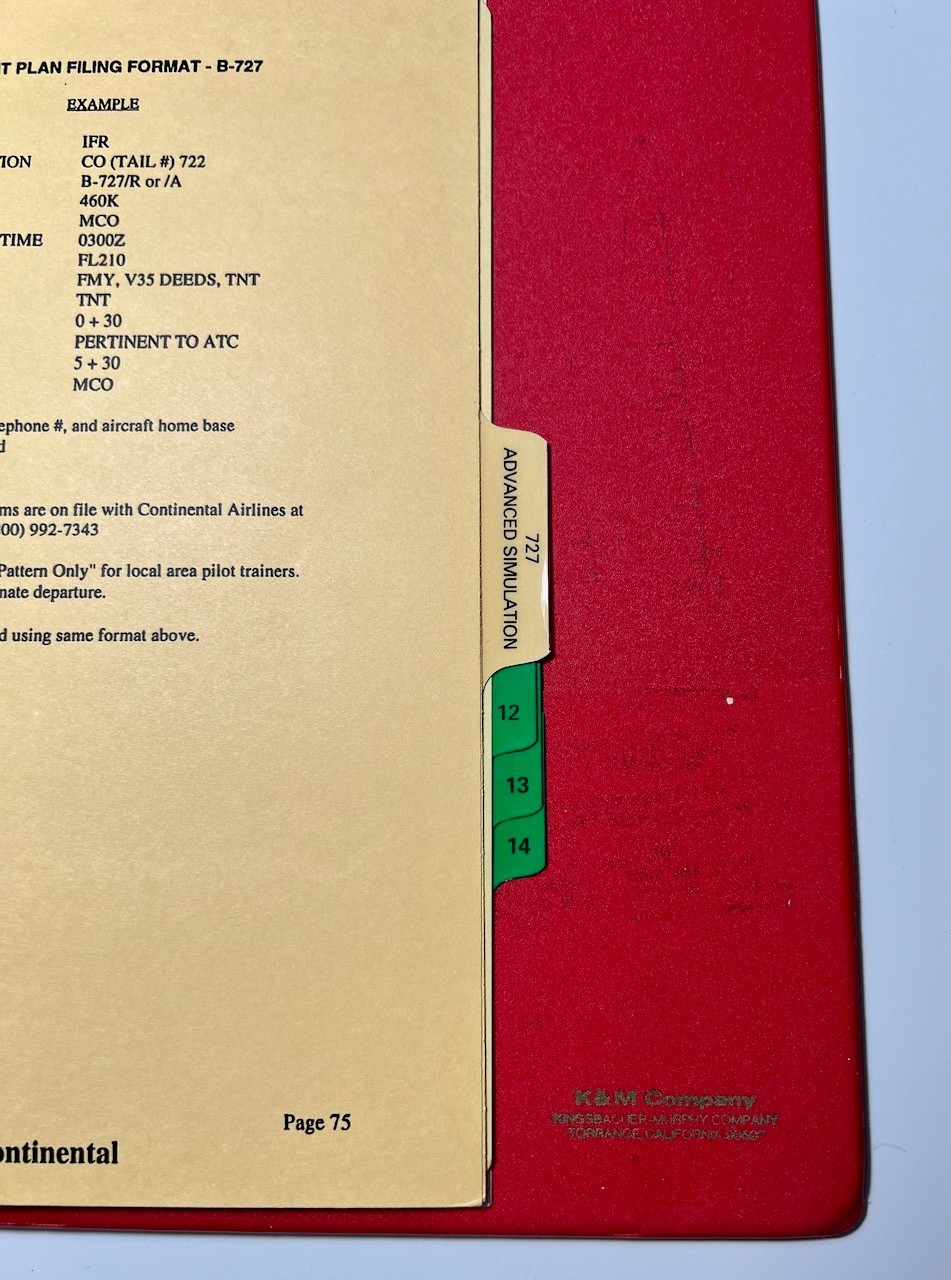 Continental Aircrew Policy Manual 1995 Flight Standards Training B727 Simulator