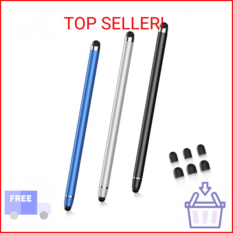3Pcs Stylus Pen for Touchscreen, 2-in-1 Capacitive Stylus for iPad