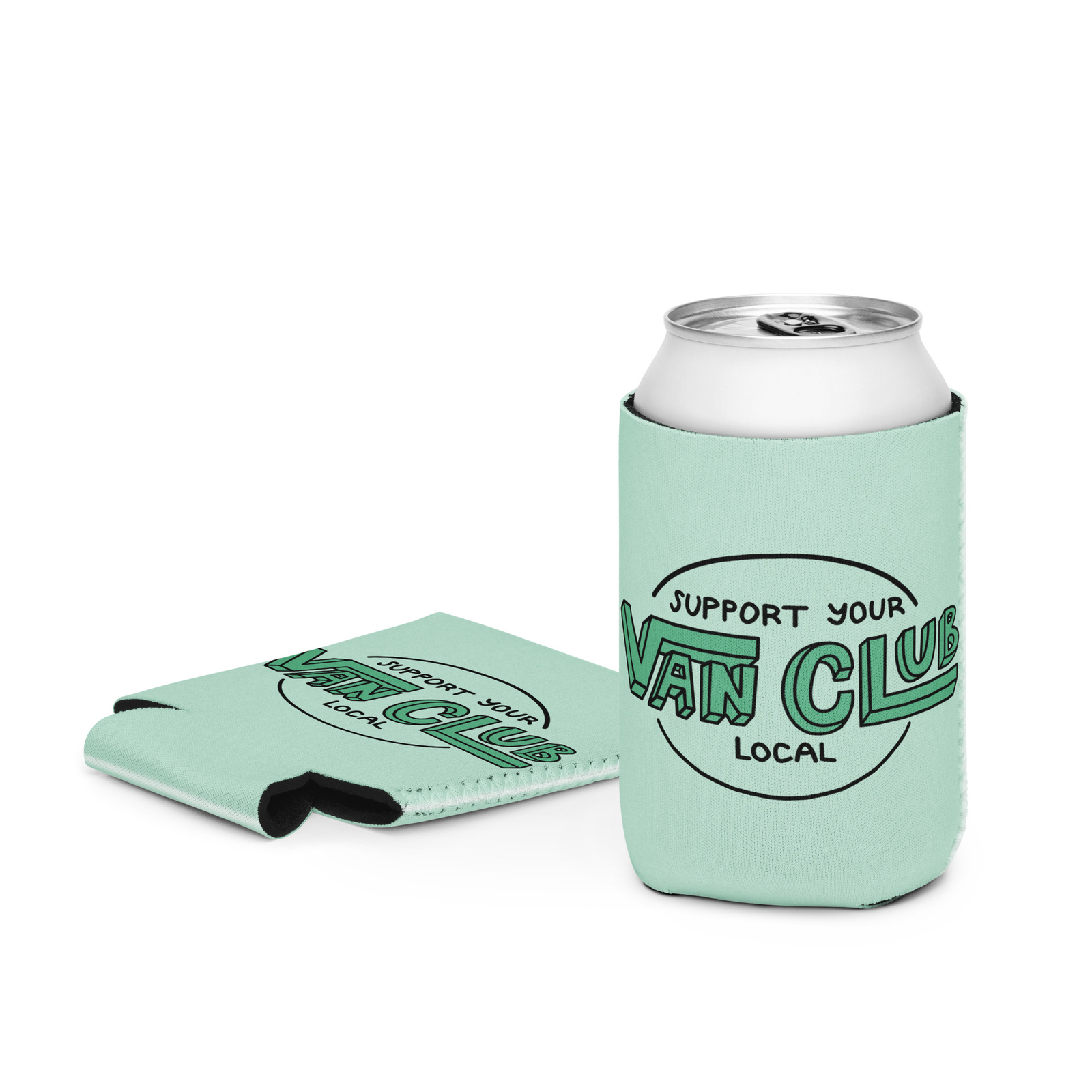 Support Your Local Van Club Camper Funny Parody Can Bottle Cooler Coozie