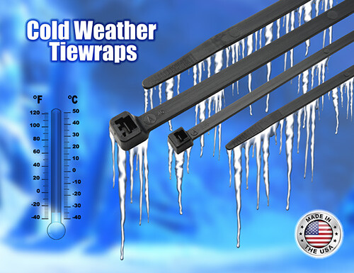 COLD WEATHER Application Cable Tie/Tie Wrap. 11.25", .180wide. 50lb. 100pk. USA