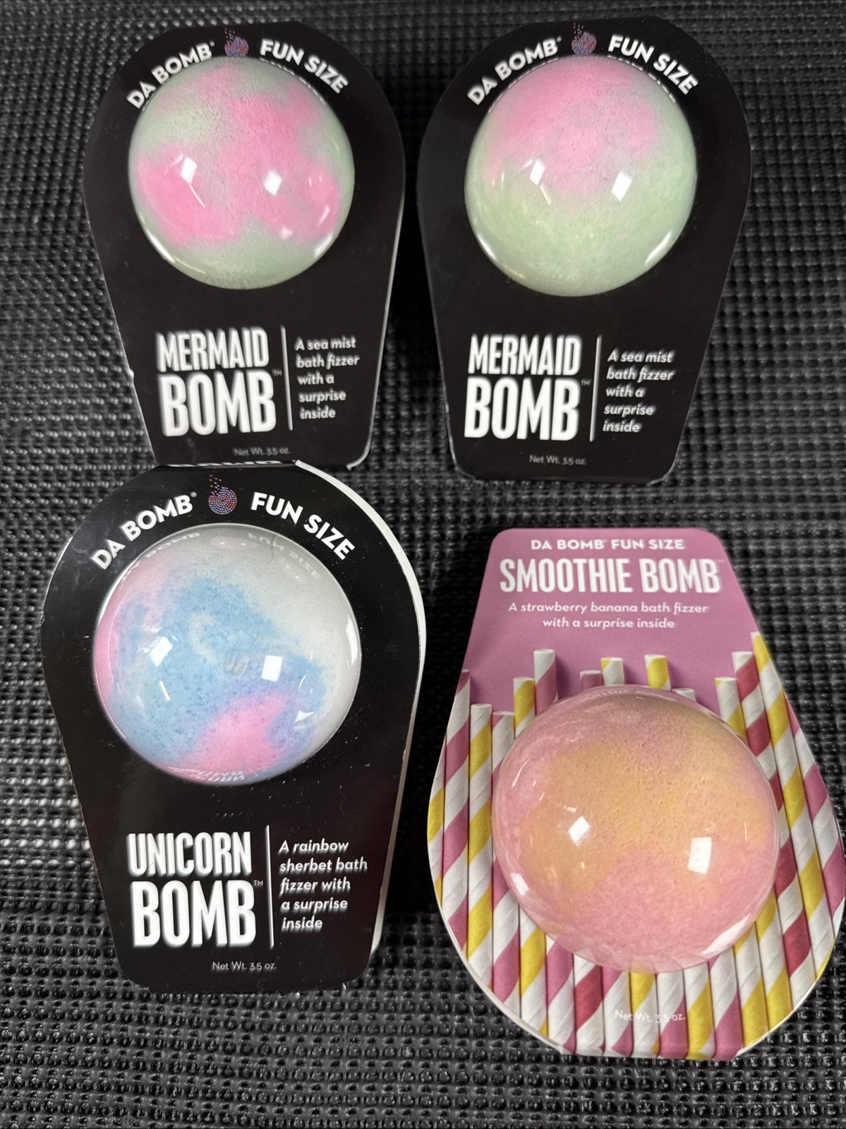 Da Bomb Fun Size Bath Fizzers - Lot of 4 2 Mermaid-1 Unicorn-1 Smoothie