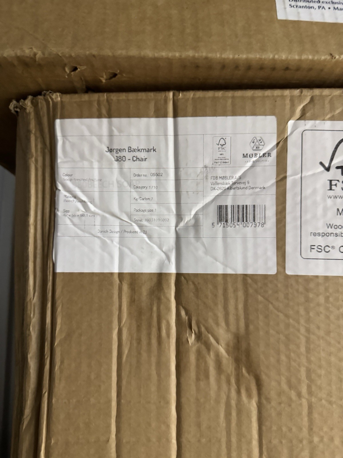 FDB Møbler J80 Chair Soaped Beech Mobler NEW