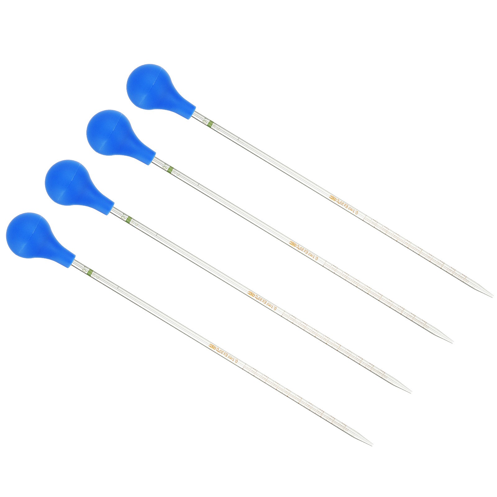 Graduated Dropper Pipettes Kit, 4pcs 0.1ml Pipette with Rubber Cap, Clear