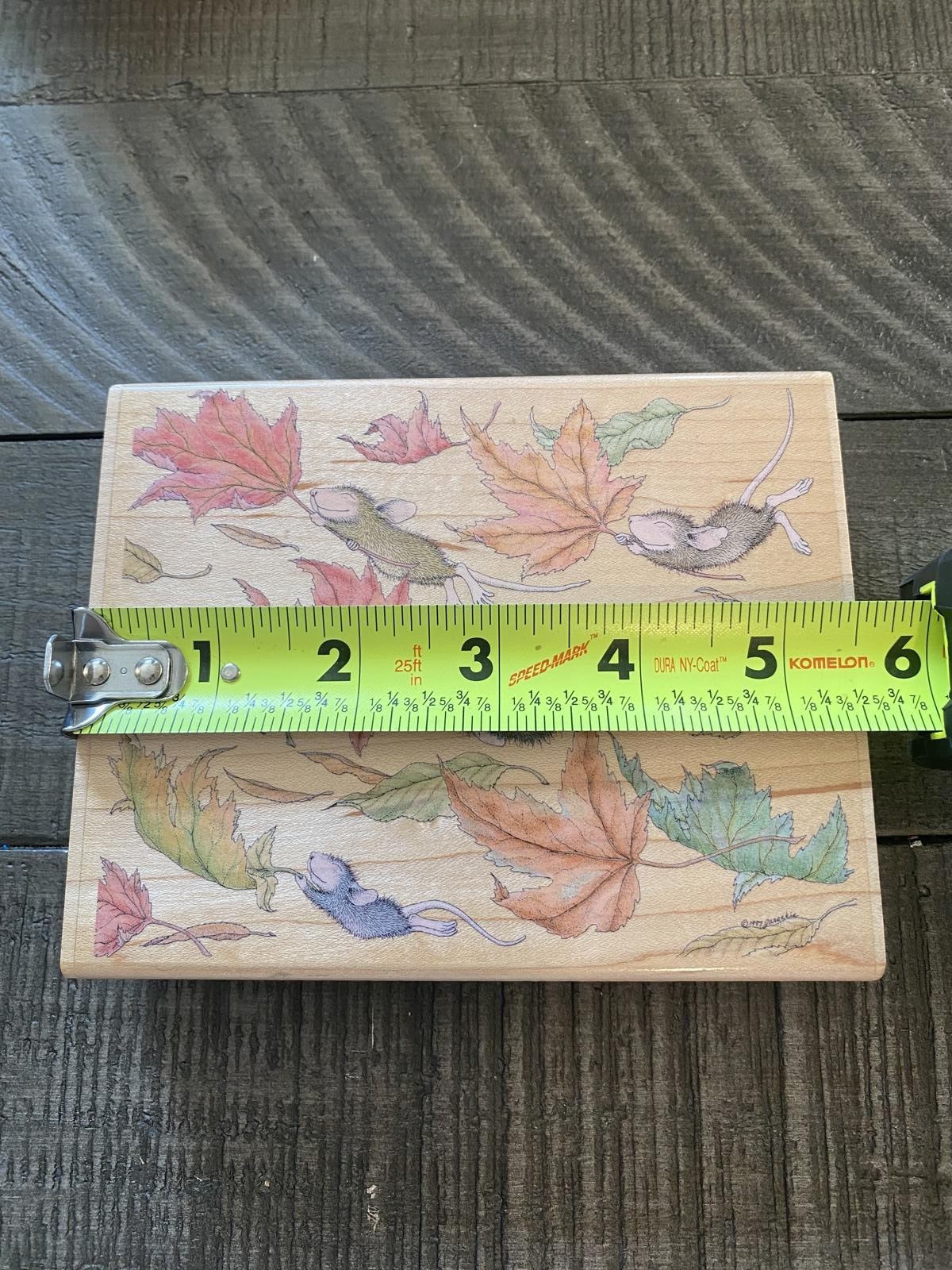 House Mouse Fall Commuters 2003 wood block rubber stamp