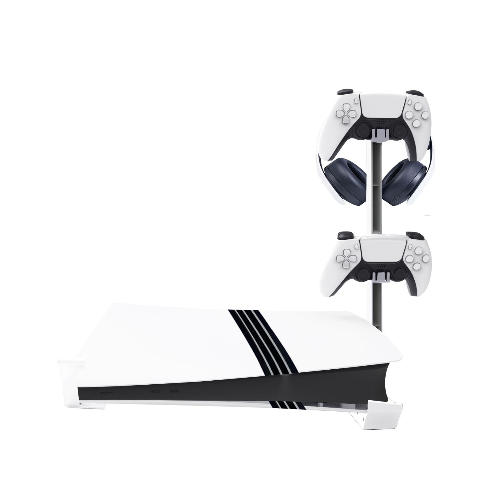 For PS5 pro/ slim Console Headset Cooling Stand Horizontal Mount w/ USB Charging