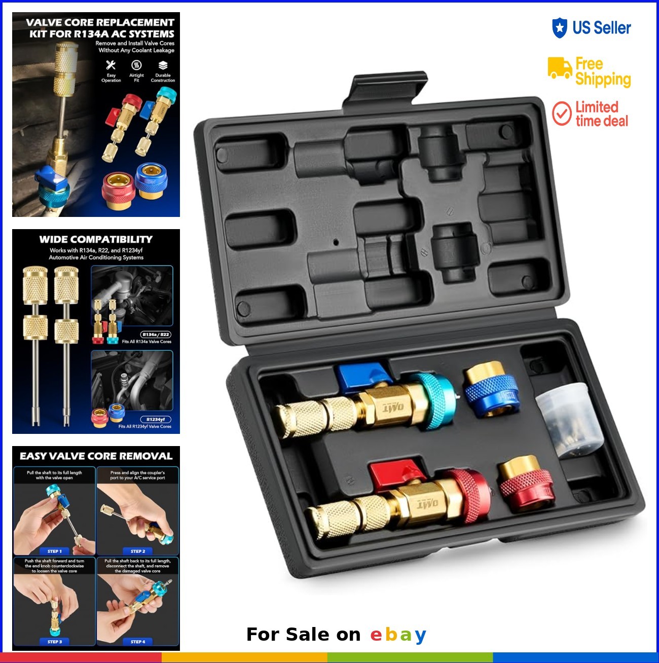 AC Valve Core Removal Tool Kit R134a R1234yf R22 Schrader Valve Remover