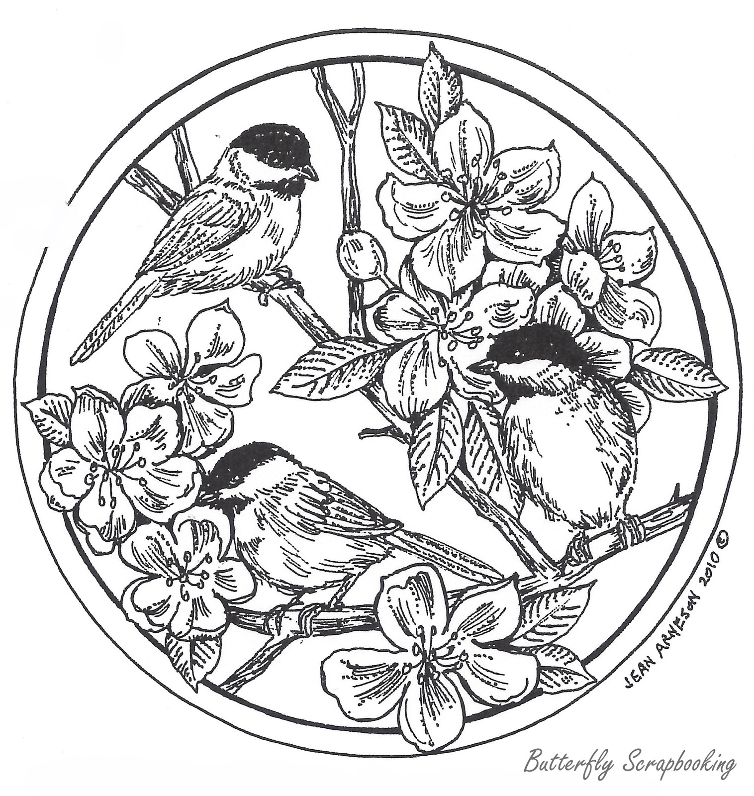 Birds Spring Chickadees Wood Mounted Rubber Stamp New NORTHWOODS PP7427 New