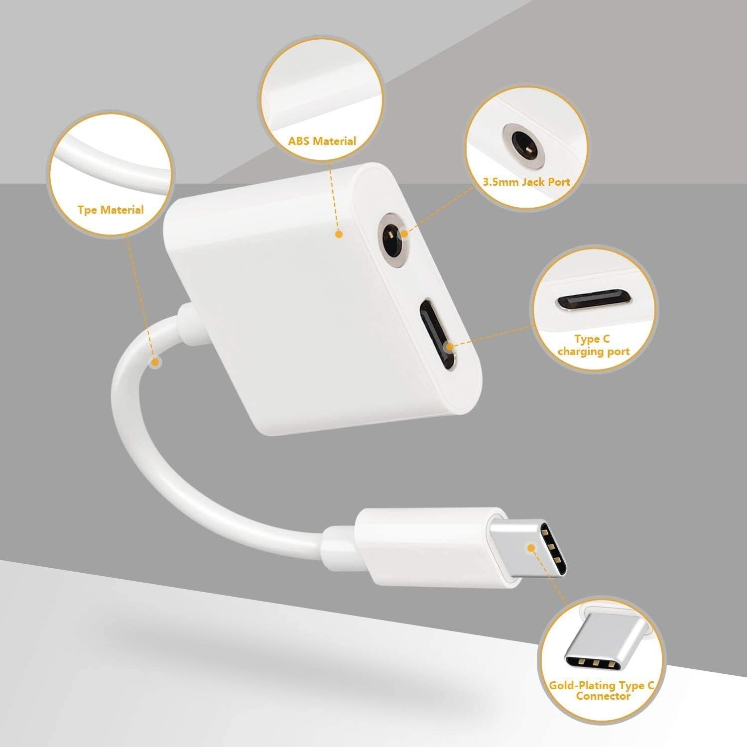 2in1 Google Pixel 2/3/4 Type C Digital to 3.5 mm Headphone Adapter Cable w/ DAC