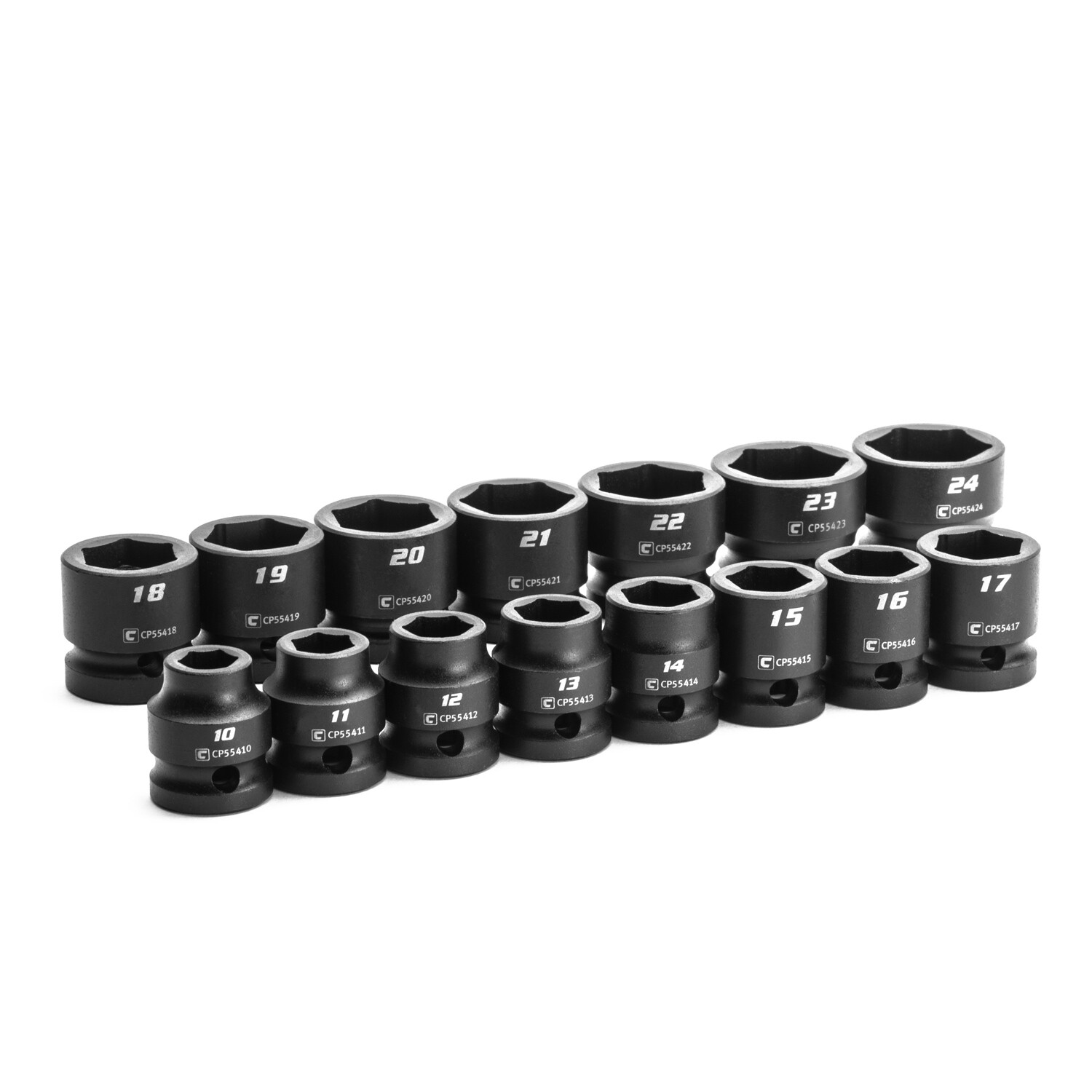 Capri Tools 1/2 in. Drive Stubby Impact Socket Set, Metric, 10 to 24 mm, 15-Pc