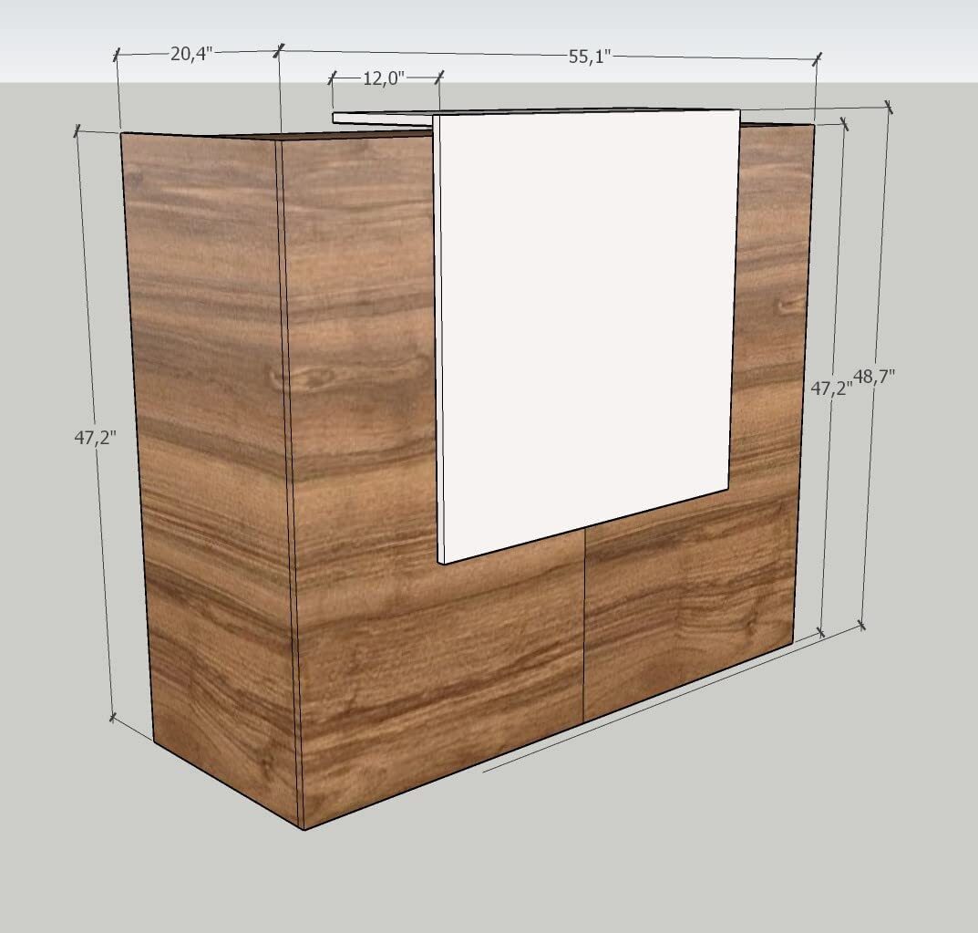 Reception Front Desk Counter Top, Laminate Desktop, Standing Table for Salon