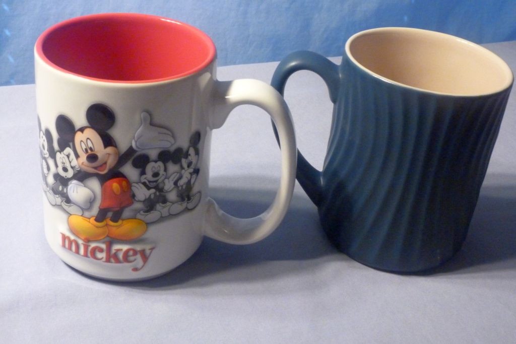 2 Mickey Mouse Mugs - 3D Relief - Disney Parks - Both New