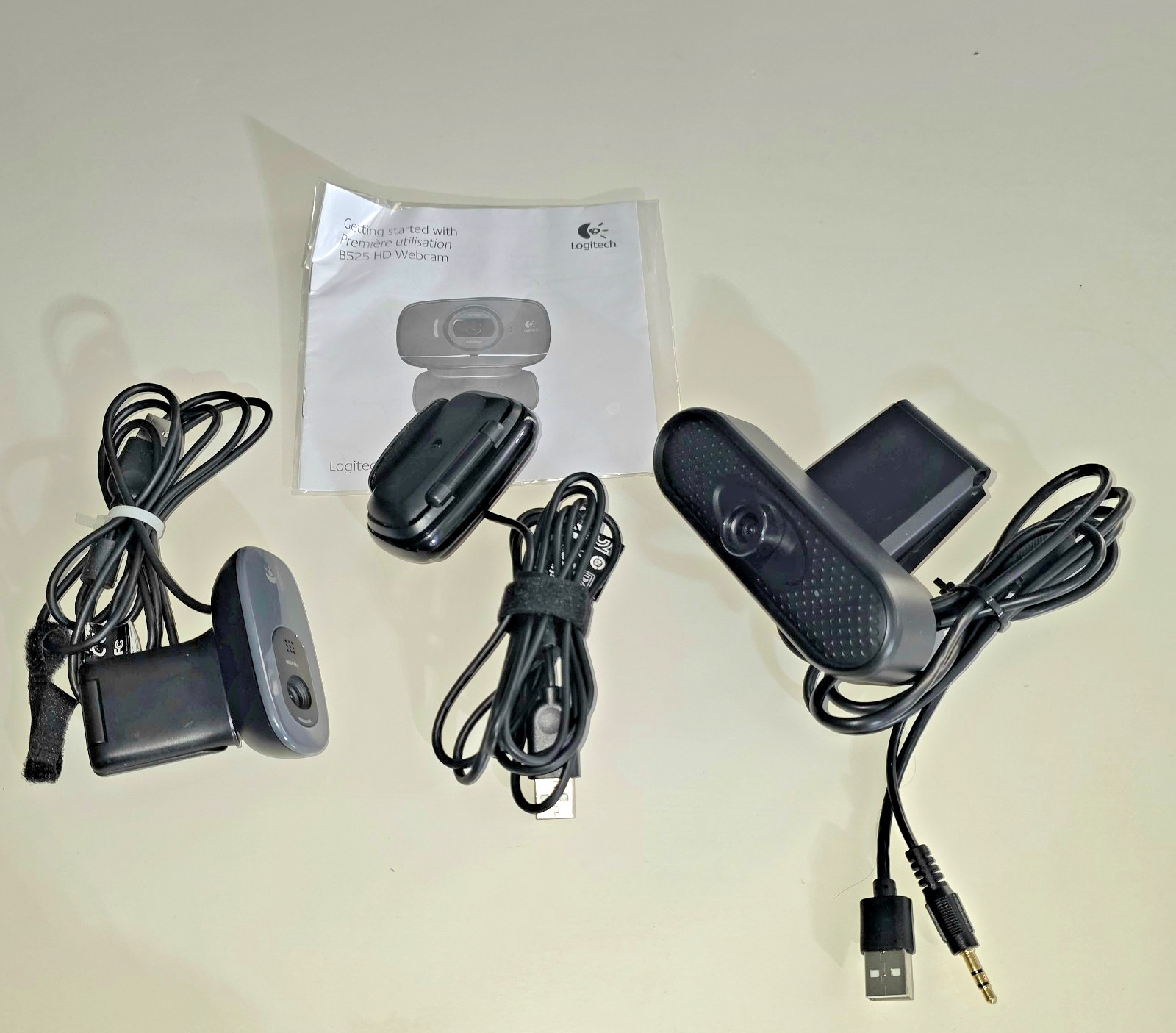 Lot of 3 Mixed Brand Webcams Logitech & Unbranded USB Connected Tested & Working