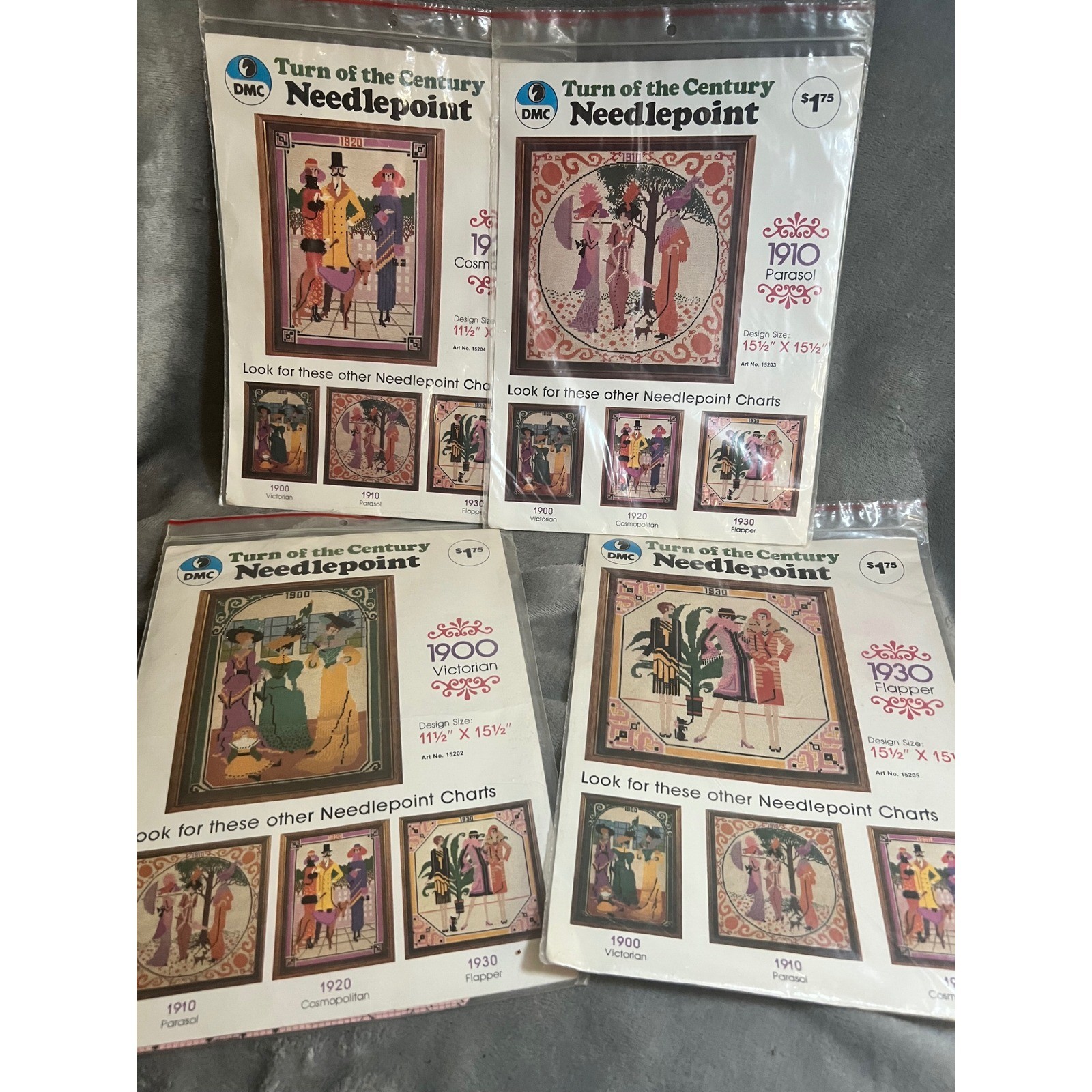 Vintage DMC Turn of the Century Needlepoint Charts Lot 1900 1910 1920 1930 Lot 4