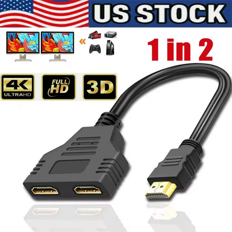4K HDMI Cable Splitter Adapter 2.0 Converter 1 In 2 Out 1 Male to 2 Female lot