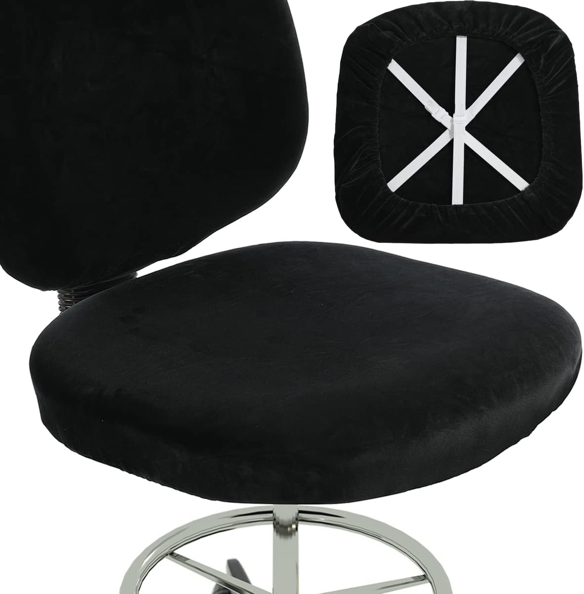 BUYUE Bürostuhl-Sitzbezug, superweicher Samt, Seat Cover only, Schwarz