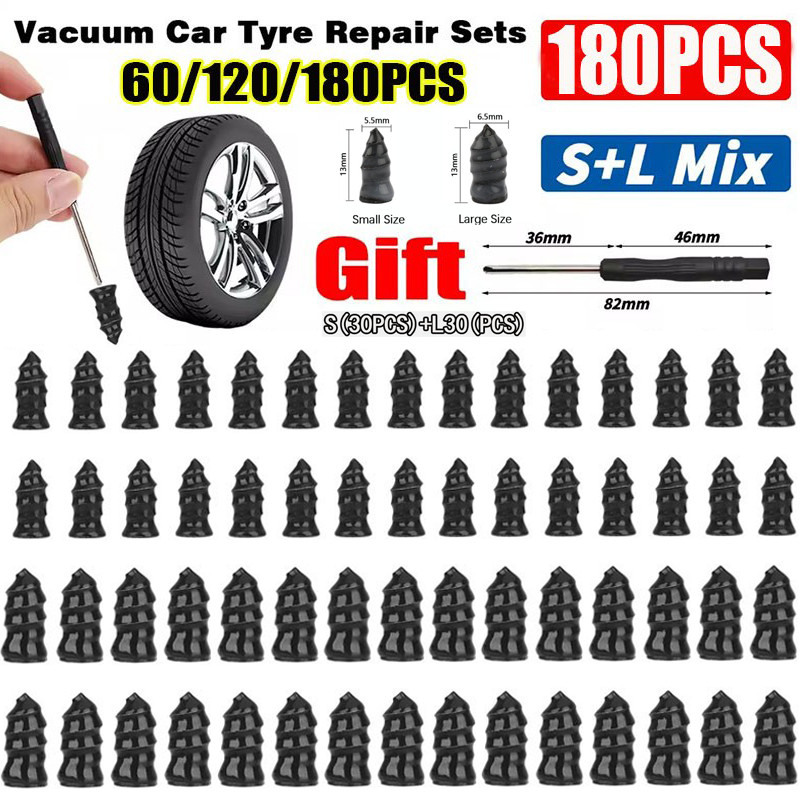 180 X Tire Vacuum Repair Screw Rubber Nail Plug Car Tyre Puncture Repair Kit US