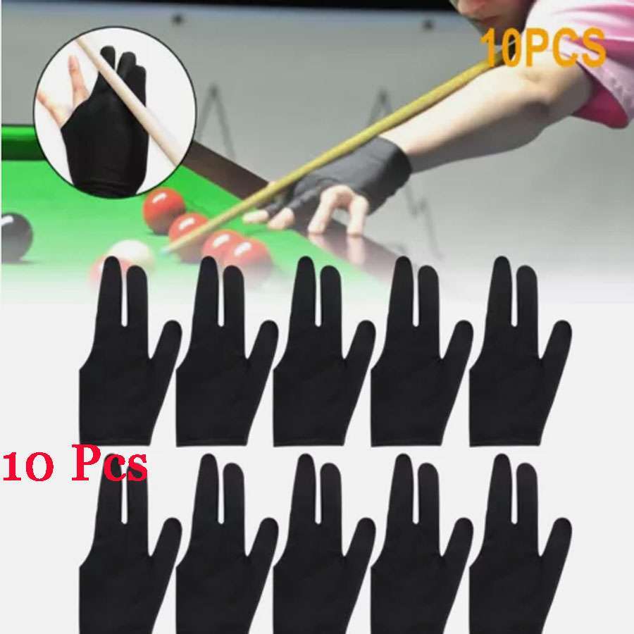 10PCS 3 Fingers Billiards Cue Glove Snooker Pool Shooters Sport Gloves Accessory