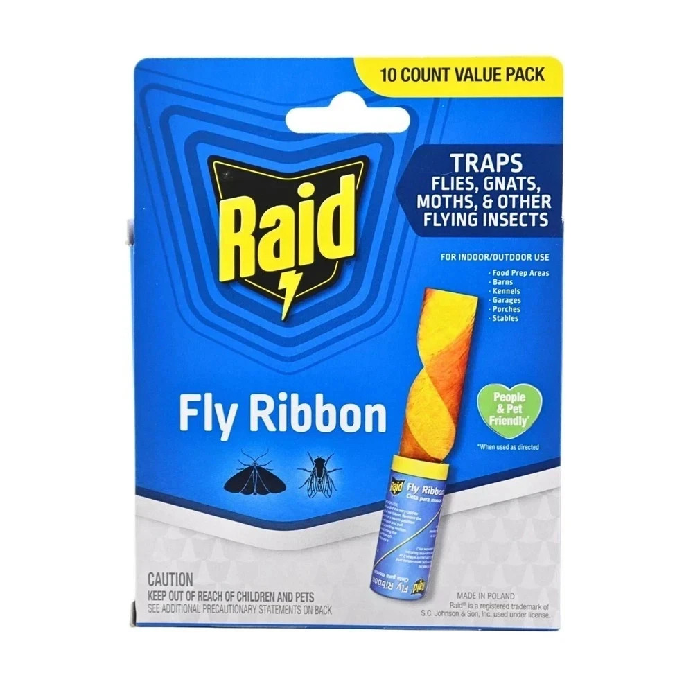 Pack Of 10 Fly Ribbon Insect Trap Sticky Glue Catcher Strip Traps Kitchen  Food