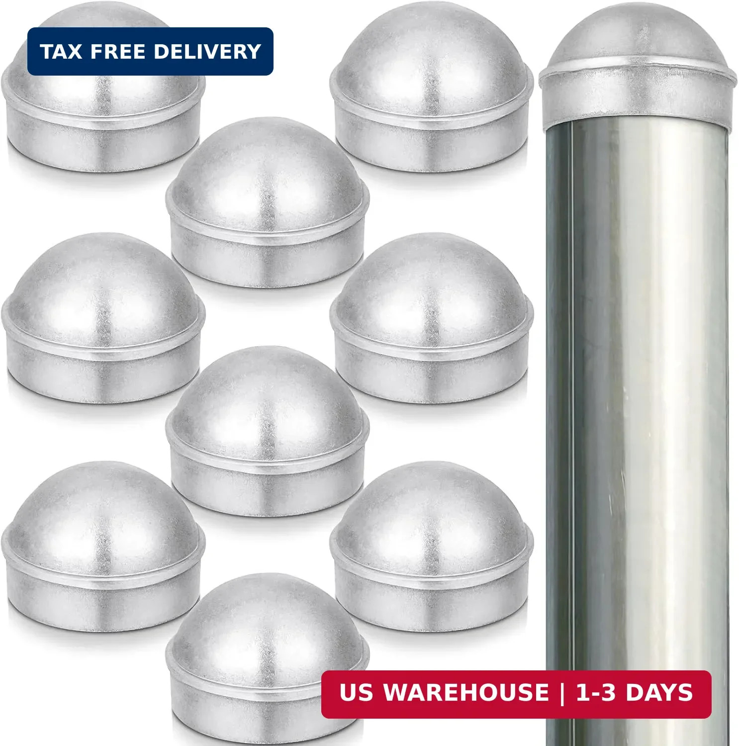 10 Pcs 2-3/8" Chain Link Fence Post Cap Round Dome External Post Caps Alu