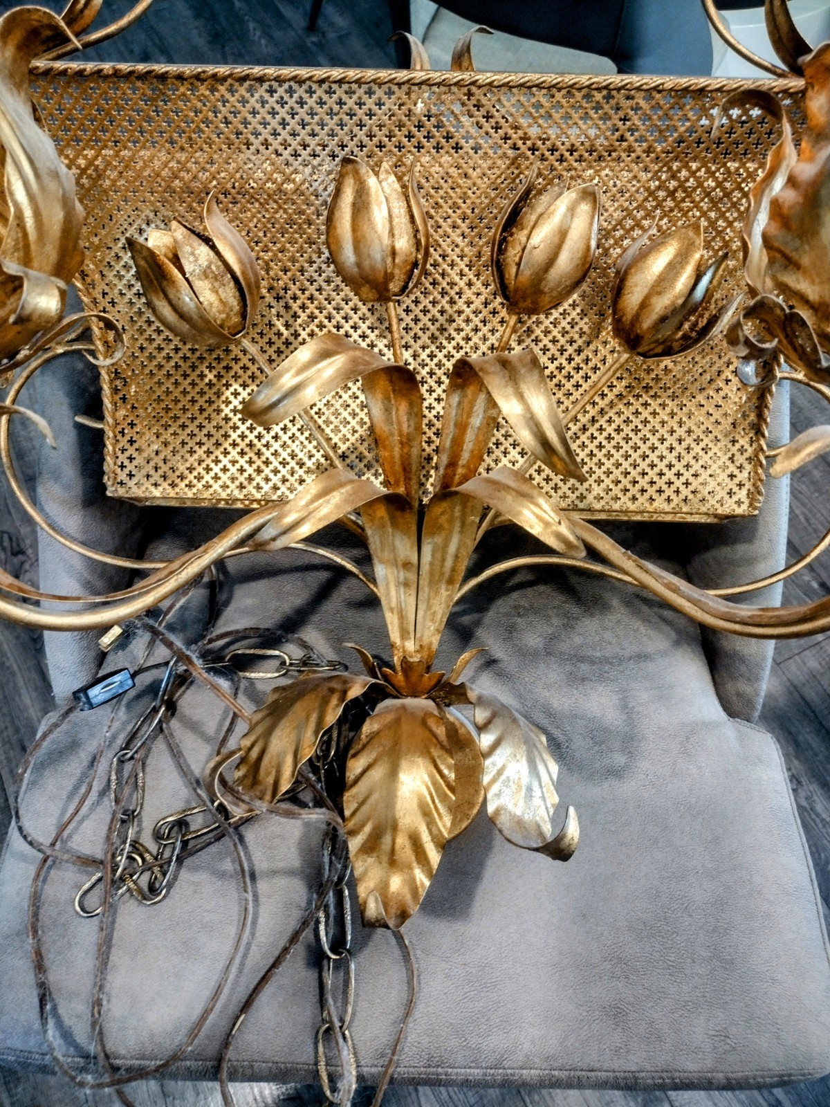 Large Vintage 1970's Gold Gilt Wall Mounted Planter Box