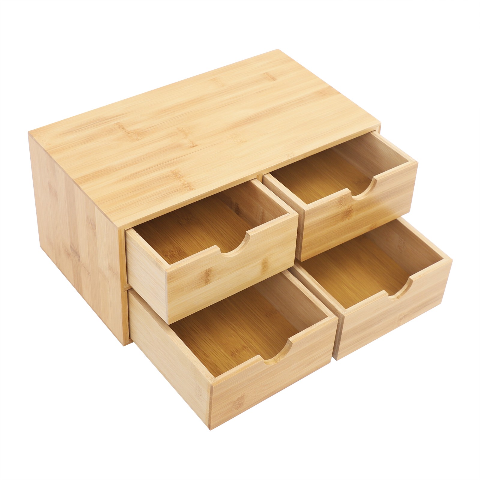 33*19*16 cm 4-drawer Desk Organizer Bamboo Organizer Tabletop Storage Organizer