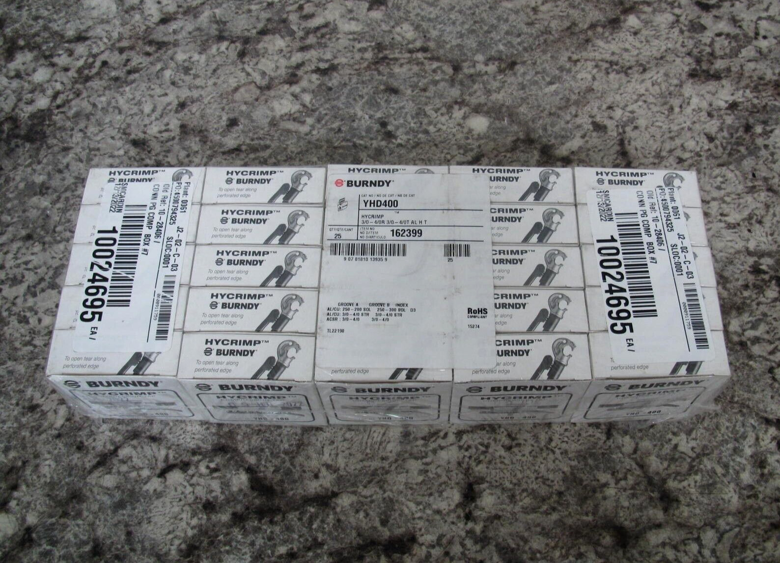 25 x New Burndy YHD-400 YHD400 HYCRIMP Compression Line Tap Lot Free Shipping
