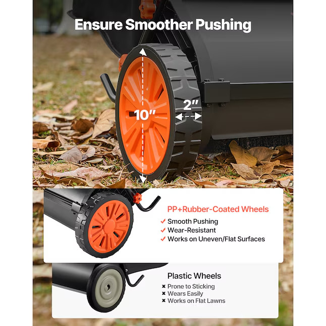 VEVOR 26" Push Lawn Sweeper w/ 7 cu.ft Hopper & Adjustable Brushes